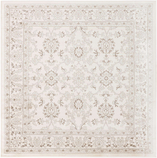 Ivory 7' 10 x 7' 10 Charlotte Square Area Rug 100% Polypropylene With Jute Backing Traditional Classical Durable Carpet for Living Dining Office Rooms for Sale at Rug Engine
