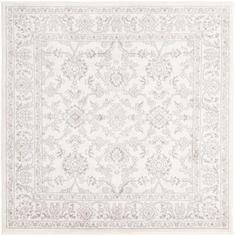 Ivory 5' 3 x 5' 3 Charlotte Square Area Rug 100% Polypropylene With Jute Backing Traditional Classical Durable Carpet for Living Dining Office Rooms for Sale at Rug Engine