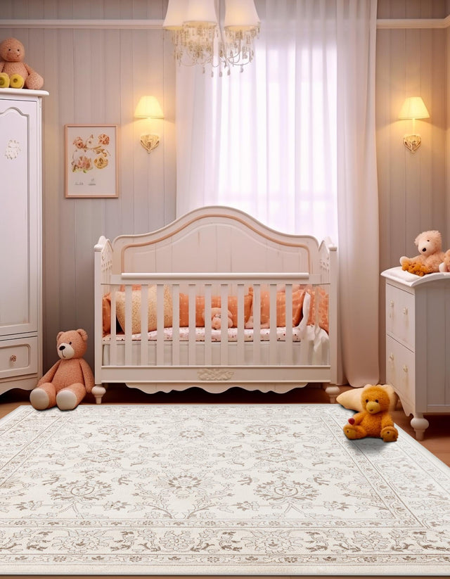 Ivory 12' x 12' Charlotte Square Area Rug 100% Polypropylene With Jute Backing Traditional Classical Durable Carpet for Living Dining Office Rooms for Sale at Rug Engine