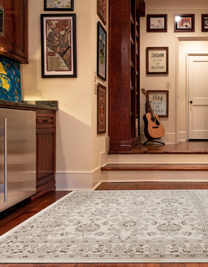 Ivory 4' 1 x 4' 1 Charlotte Square Area Rug 100% Polypropylene With Jute Backing Traditional Classical Durable Carpet for Living Dining Office Rooms for Sale at Rug Engine
