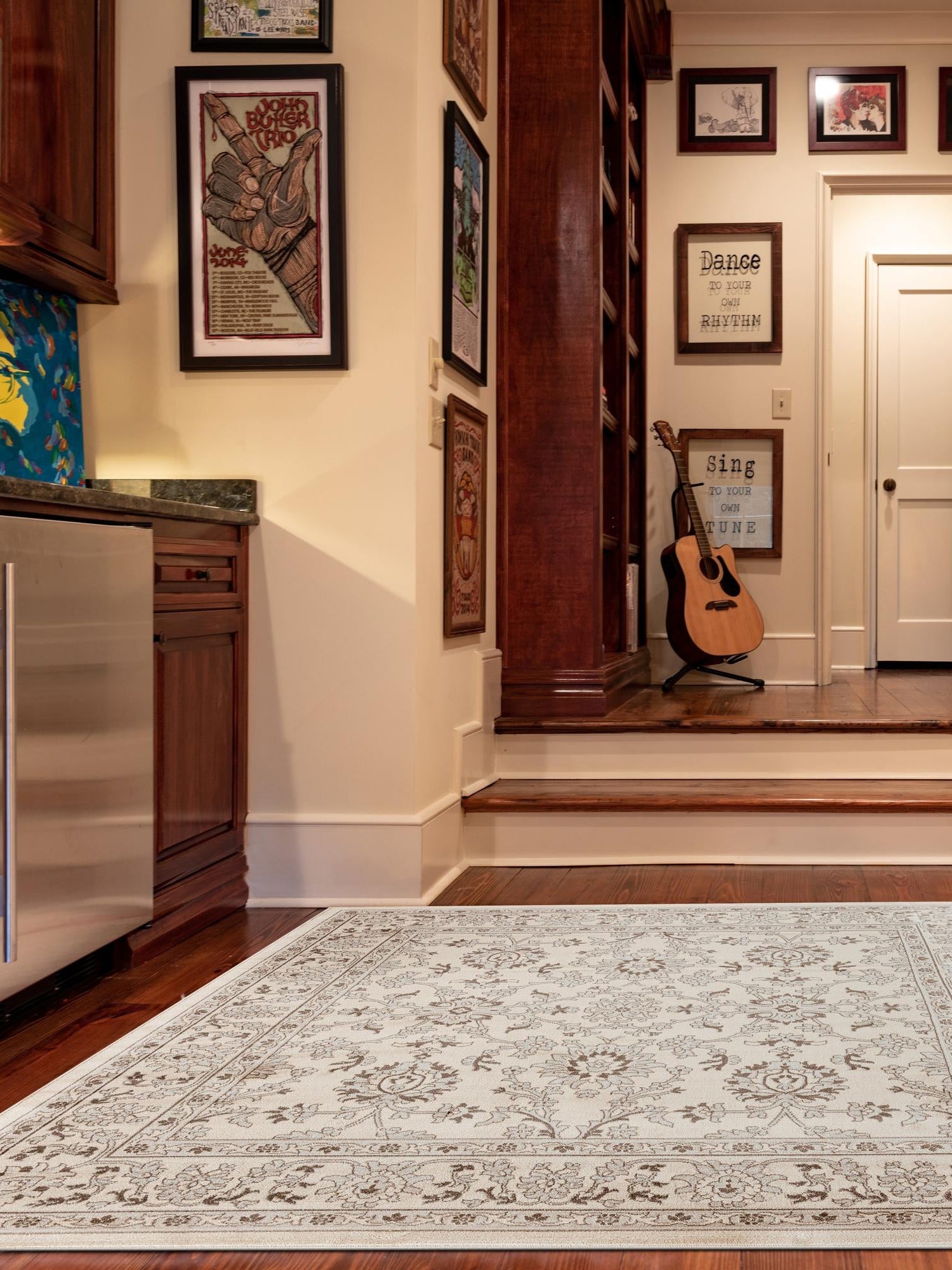Ivory 5' 3 x 5' 3 Charlotte Square Area Rug 100% Polypropylene With Jute Backing Traditional Classical Durable Carpet for Living Dining Office Rooms for Sale at Rug Engine