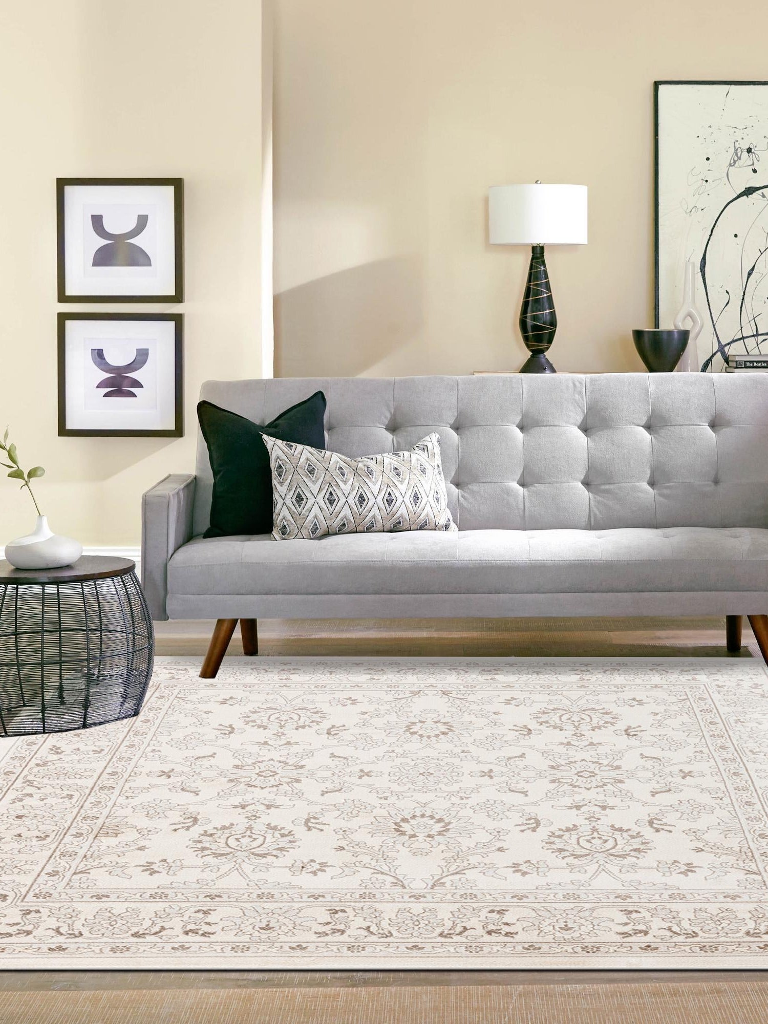 Ivory 10' x 10' Charlotte Square Area Rug 100% Polypropylene With Jute Backing Traditional Classical Durable Carpet for Living Dining Office Rooms for Sale at Rug Engine