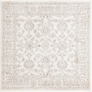 Ivory 5' 3 x 5' 3 Charlotte Square Area Rug 100% Polypropylene With Jute Backing Traditional Classical Durable Carpet for Living Dining Office Rooms for Sale at Rug Engine