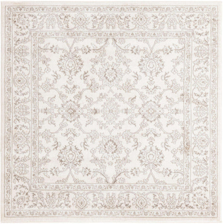 Ivory 5' 3 x 5' 3 Charlotte Square Area Rug 100% Polypropylene With Jute Backing Traditional Classical Durable Carpet for Living Dining Office Rooms for Sale at Rug Engine