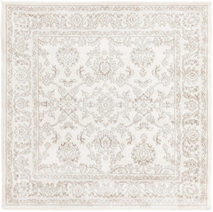 Ivory 4' 1 x 4' 1 Charlotte Square Area Rug 100% Polypropylene With Jute Backing Traditional Classical Durable Carpet for Living Dining Office Rooms for Sale at Rug Engine