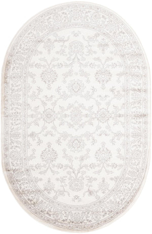 Ivory 5' 3 x 8' Charlotte Oval Area Rug 100% Polypropylene With Jute Backing Traditional Classical Durable Carpet for Living Dining Office Rooms for Sale at Rug Engine