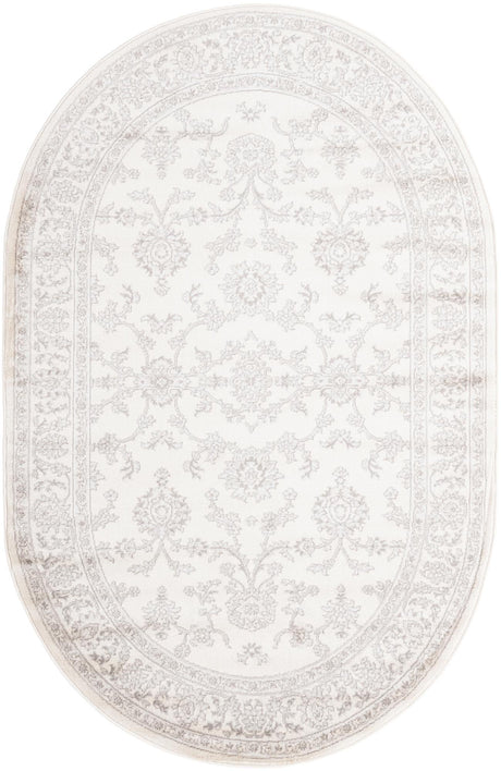 Ivory 5' 3 x 8' Charlotte Oval Area Rug 100% Polypropylene With Jute Backing Traditional Classical Durable Carpet for Living Dining Office Rooms for Sale at Rug Engine