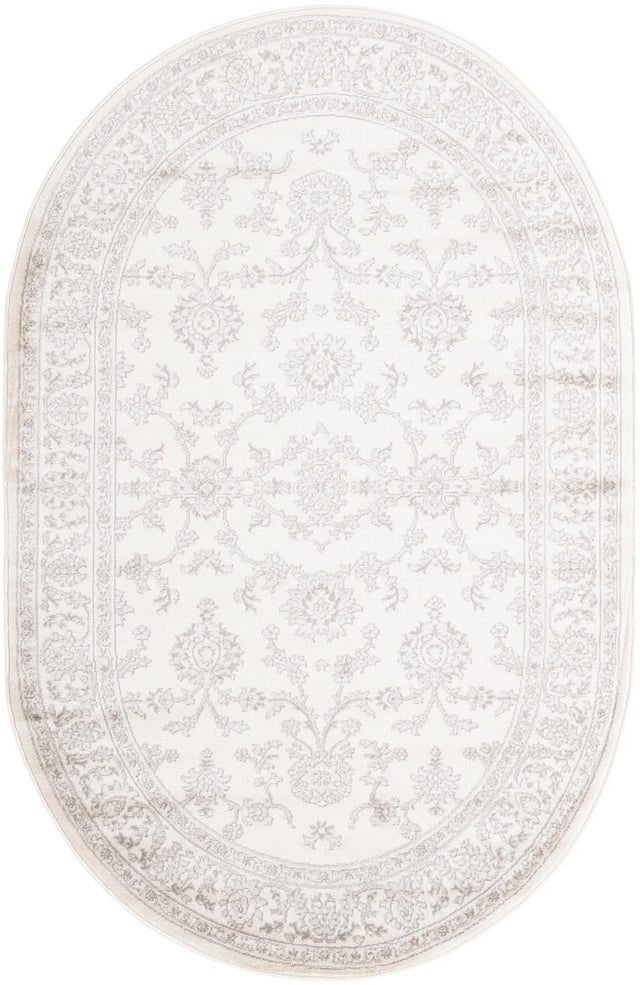 Ivory 5' 3 x 8' Charlotte Oval Area Rug 100% Polypropylene With Jute Backing Traditional Classical Durable Carpet for Living Dining Office Rooms for Sale at Rug Engine