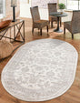 Ivory 6' 1 x 9' Charlotte Oval Area Rug 100% Polypropylene With Jute Backing Traditional Classical Durable Carpet for Living Dining Office Rooms for Sale at Rug Engine