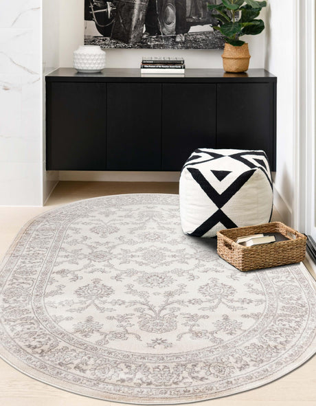 Ivory 3' 1 x 5' 3 Charlotte Oval Area Rug 100% Polypropylene With Jute Backing Traditional Classical Durable Carpet for Living Dining Office Rooms for Sale at Rug Engine