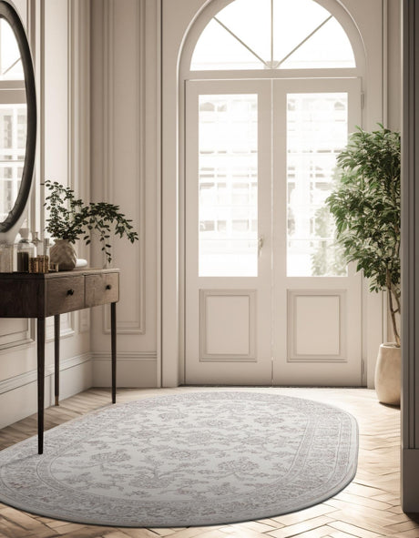 Ivory 4' 1 x 6' 1 Charlotte Oval Area Rug 100% Polypropylene With Jute Backing Traditional Classical Durable Carpet for Living Dining Office Rooms for Sale at Rug Engine