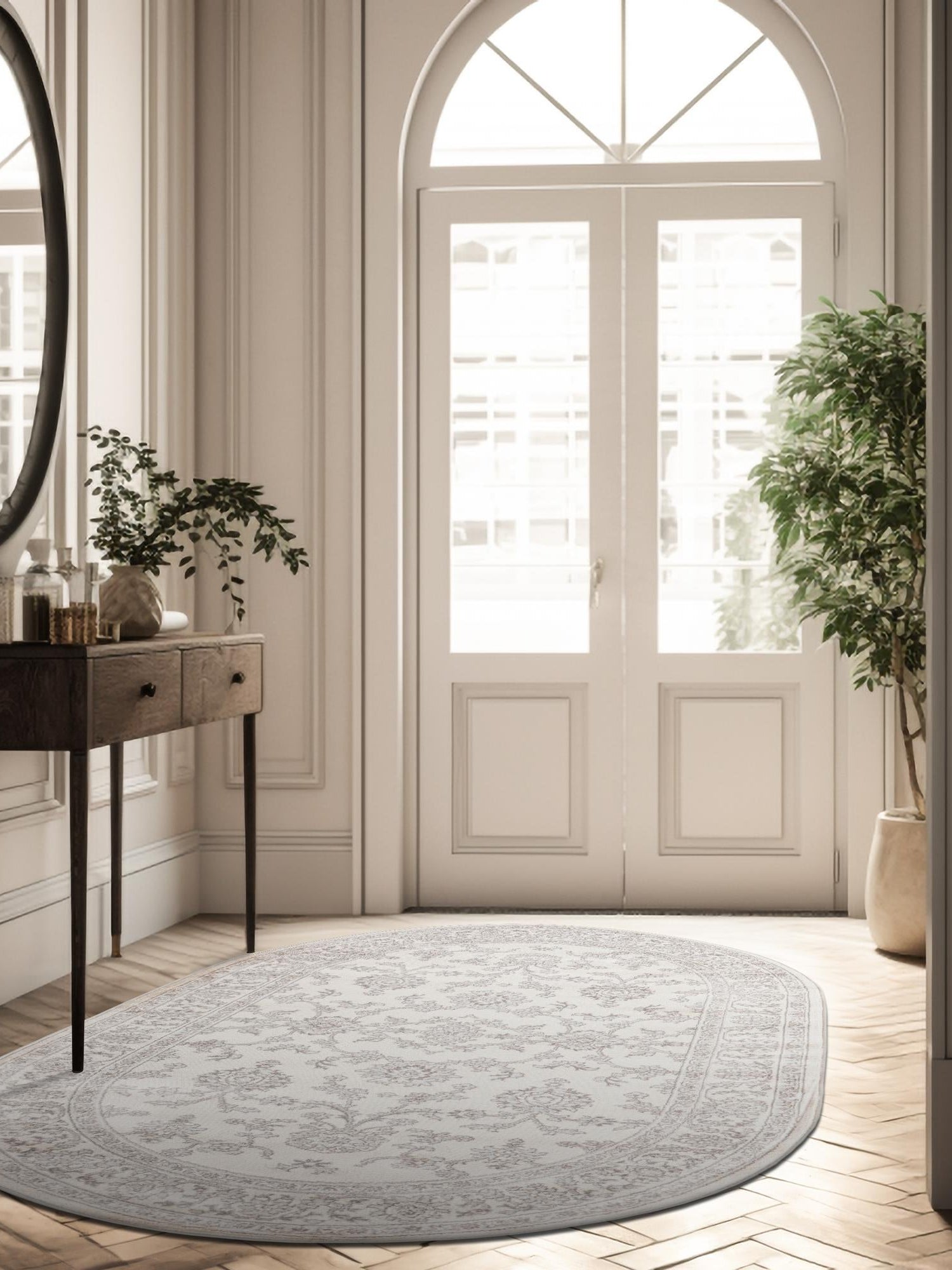 Ivory 7' 10 x 10' Charlotte Oval Area Rug 100% Polypropylene With Jute Backing Traditional Classical Durable Carpet for Living Dining Office Rooms for Sale at Rug Engine