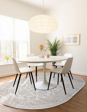 Ivory 5' 3 x 8' Charlotte Oval Area Rug 100% Polypropylene With Jute Backing Traditional Classical Durable Carpet for Living Dining Office Rooms for Sale at Rug Engine