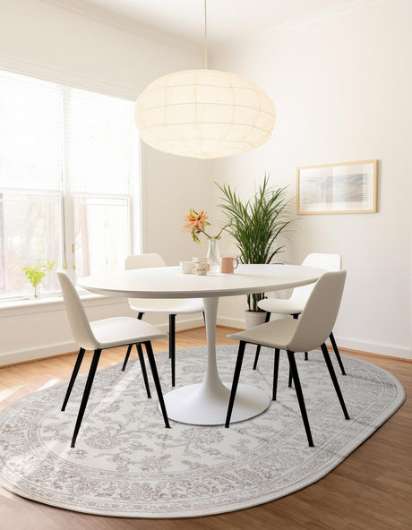 Ivory 5' 3 x 8' Charlotte Oval Area Rug 100% Polypropylene With Jute Backing Traditional Classical Durable Carpet for Living Dining Office Rooms for Sale at Rug Engine