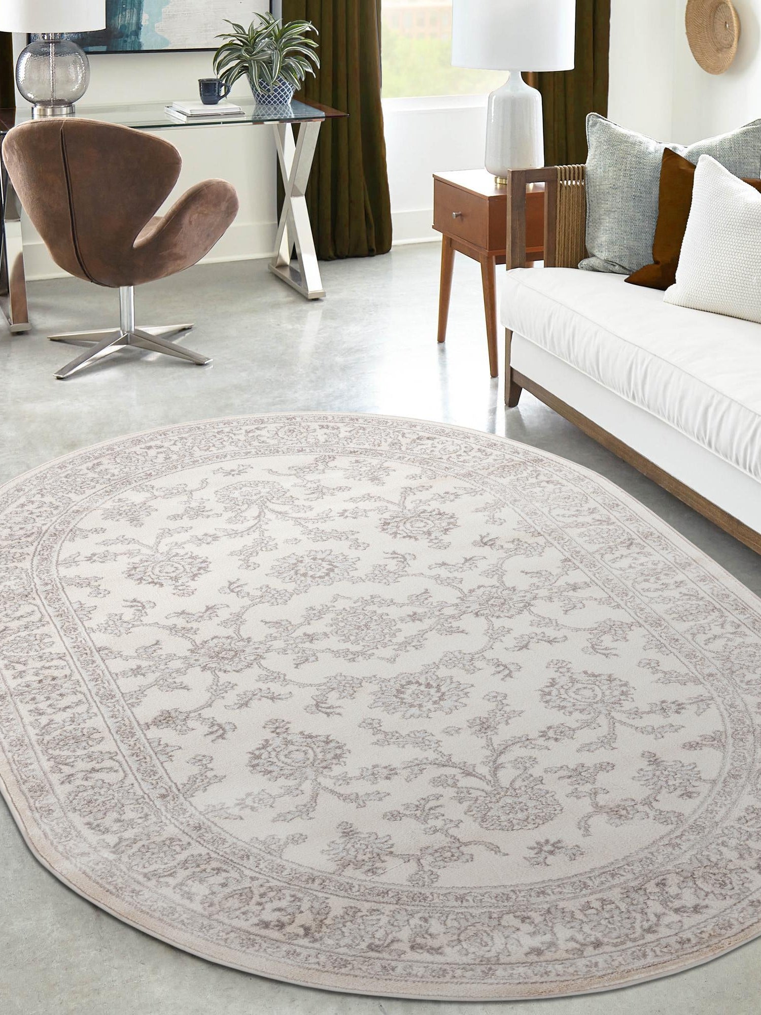 Ivory 3' 1 x 5' 3 Charlotte Oval Area Rug 100% Polypropylene With Jute Backing Traditional Classical Durable Carpet for Living Dining Office Rooms for Sale at Rug Engine