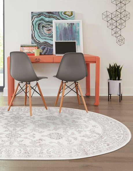 Ivory 6' 1 x 9' Charlotte Oval Area Rug 100% Polypropylene With Jute Backing Traditional Classical Durable Carpet for Living Dining Office Rooms for Sale at Rug Engine