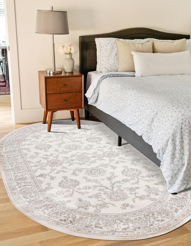 Ivory 5' 3 x 8' Charlotte Oval Area Rug 100% Polypropylene With Jute Backing Traditional Classical Durable Carpet for Living Dining Office Rooms for Sale at Rug Engine