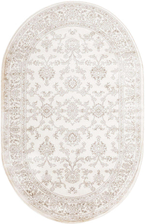 Ivory 5' 3 x 8' Charlotte Oval Area Rug 100% Polypropylene With Jute Backing Traditional Classical Durable Carpet for Living Dining Office Rooms for Sale at Rug Engine
