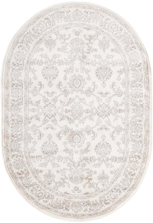Ivory 4' 1 x 6' 1 Charlotte Oval Area Rug 100% Polypropylene With Jute Backing Traditional Classical Durable Carpet for Living Dining Office Rooms for Sale at Rug Engine