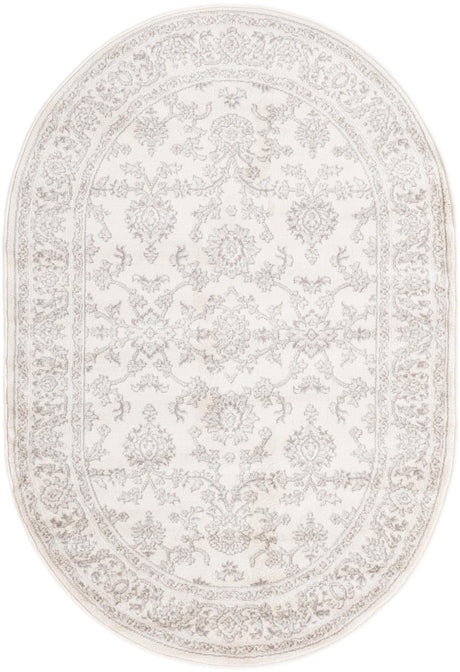 Ivory 4' 1 x 6' 1 Charlotte Oval Area Rug 100% Polypropylene With Jute Backing Traditional Classical Durable Carpet for Living Dining Office Rooms for Sale at Rug Engine