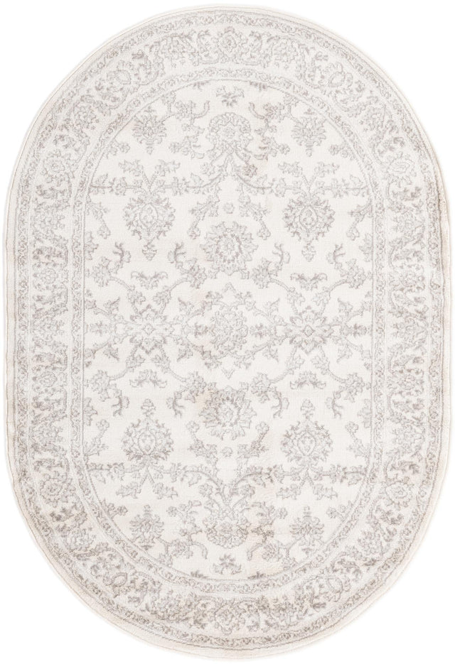 Ivory 4' 1 x 6' 1 Charlotte Oval Area Rug 100% Polypropylene With Jute Backing Traditional Classical Durable Carpet for Living Dining Office Rooms for Sale at Rug Engine