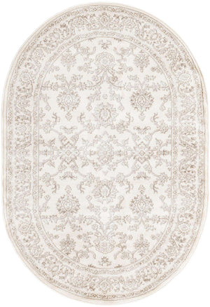 Ivory 4' 1 x 6' 1 Charlotte Oval Area Rug 100% Polypropylene With Jute Backing Traditional Classical Durable Carpet for Living Dining Office Rooms for Sale at Rug Engine