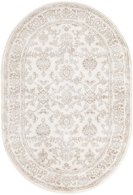 Ivory 4' 1 x 6' 1 Charlotte Oval Area Rug 100% Polypropylene With Jute Backing Traditional Classical Durable Carpet for Living Dining Office Rooms for Sale at Rug Engine