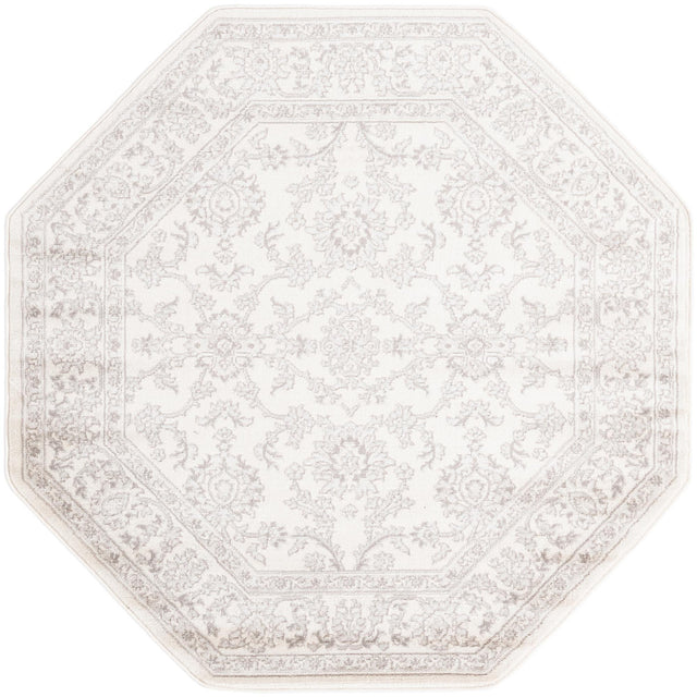 Ivory 5' 3 x 5' 3 Charlotte Octagon Area Rug 100% Polypropylene With Jute Backing Traditional Classical Durable Carpet for Living Dining Office Rooms for Sale at Rug Engine