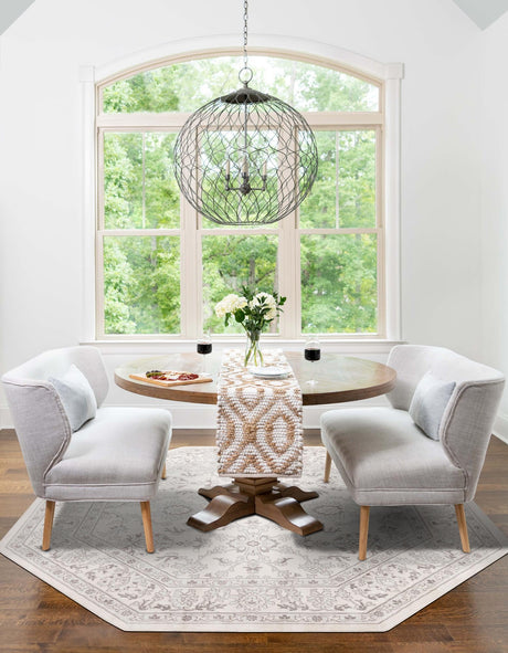 Ivory 7' 10 x 7' 10 Charlotte Octagon Area Rug 100% Polypropylene With Jute Backing Traditional Classical Durable Carpet for Living Dining Office Rooms for Sale at Rug Engine