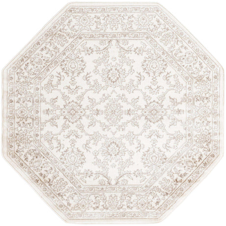 Ivory 5' 3 x 5' 3 Charlotte Octagon Area Rug 100% Polypropylene With Jute Backing Traditional Classical Durable Carpet for Living Dining Office Rooms for Sale at Rug Engine