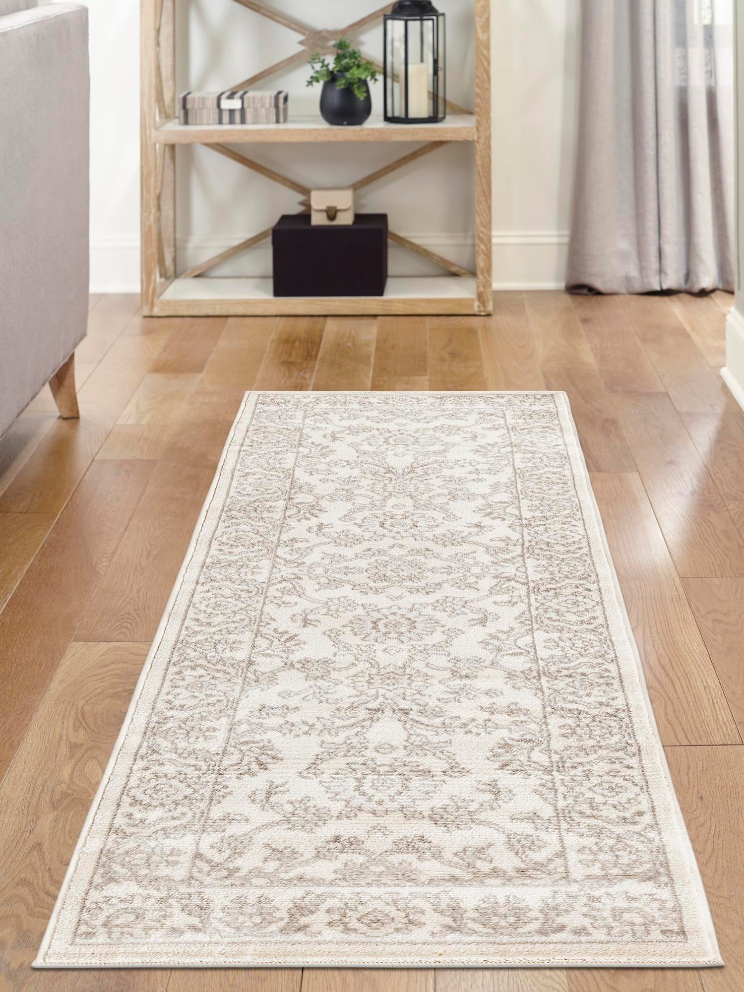 Ivory 2' x 8' Charlotte Runner Area Rug 100% Polypropylene With Jute Backing Traditional Classical Durable Carpet for Living Dining Office Rooms for Sale at Rug Engine