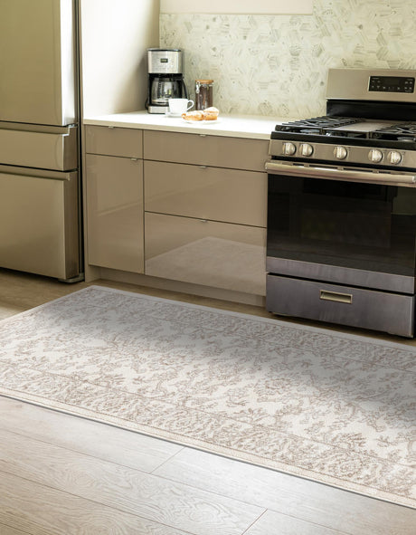 Ivory 3' 1 x 13' 1 Charlotte Runner Area Rug 100% Polypropylene With Jute Backing Traditional Classical Durable Carpet for Living Dining Office Rooms for Sale at Rug Engine