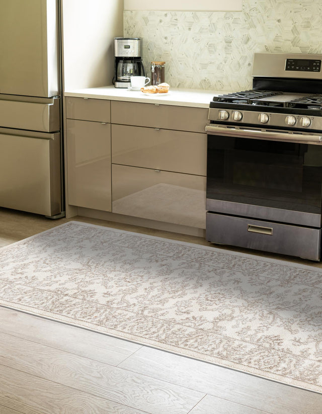 Ivory 2' x 7' 1 Charlotte Runner Area Rug 100% Polypropylene With Jute Backing Traditional Classical Durable Carpet for Living Dining Office Rooms for Sale at Rug Engine