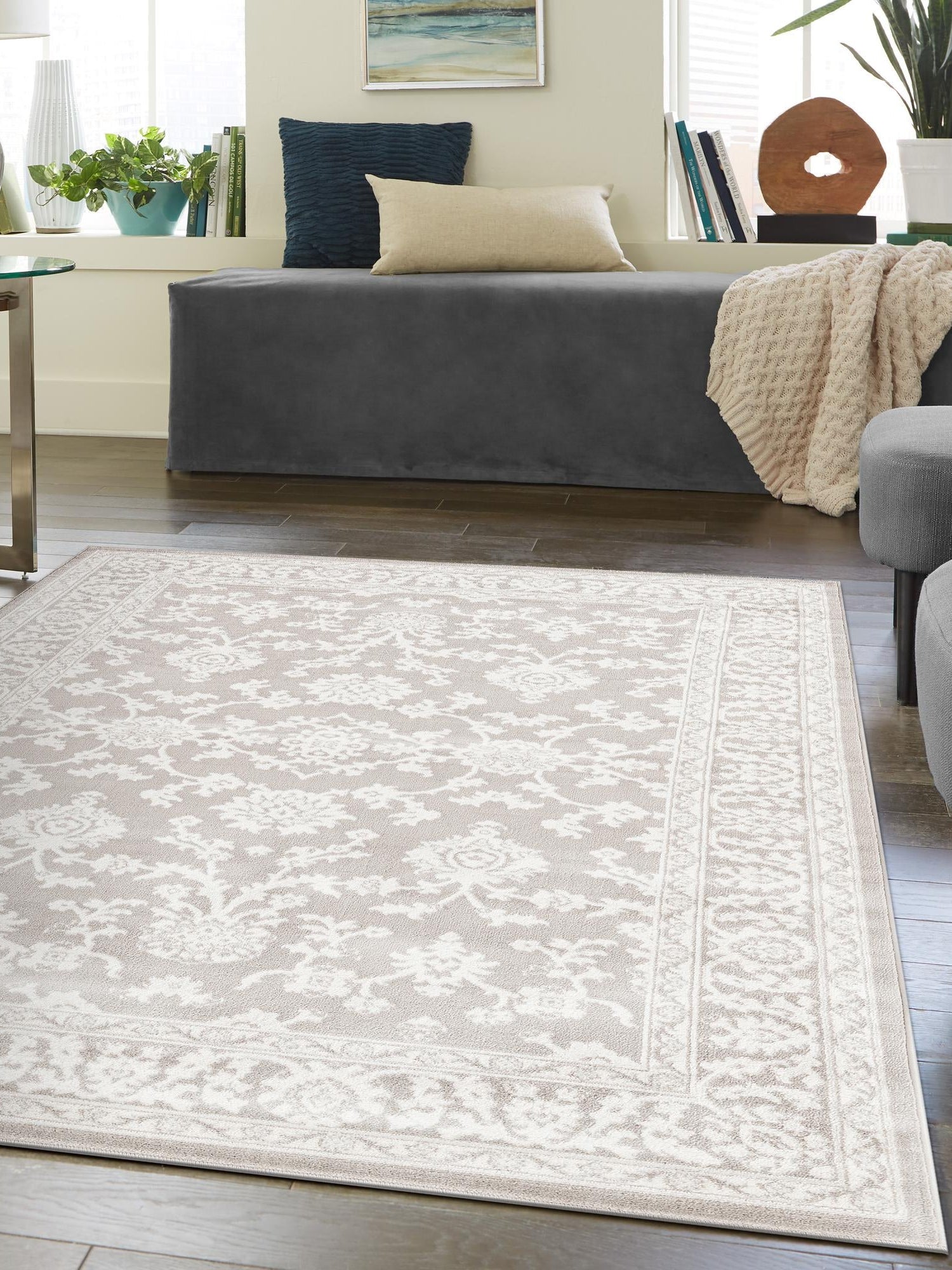 Light Gray 3' 1 x 5' 3 Charlotte Rectangle Area Rug 100% Polypropylene With Jute Backing Traditional Classical Durable Carpet for Living Dining Office Rooms for Sale at Rug Engine