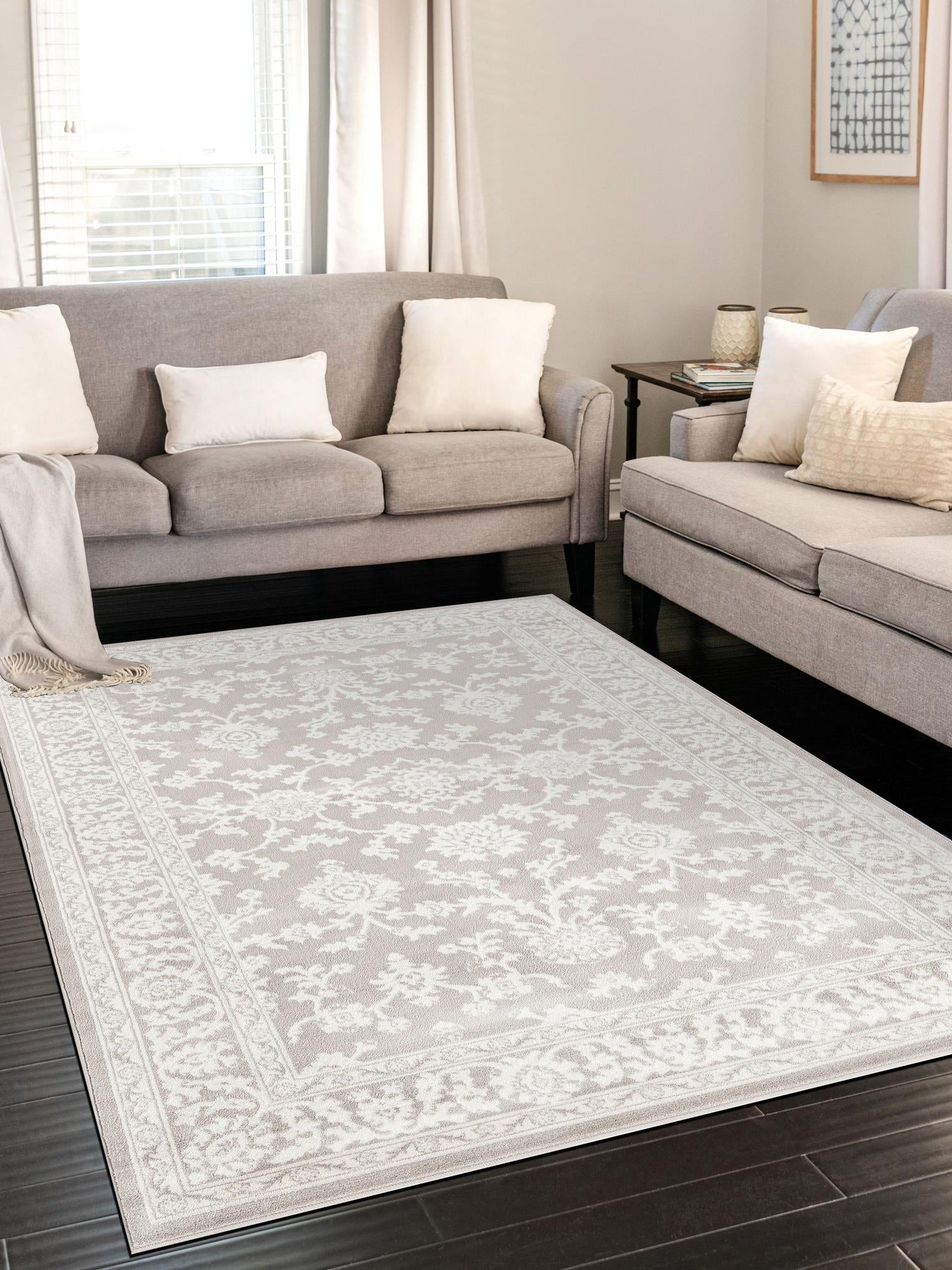Light Gray 3' 1 x 5' 3 Charlotte Rectangle Area Rug 100% Polypropylene With Jute Backing Traditional Classical Durable Carpet for Living Dining Office Rooms for Sale at Rug Engine
