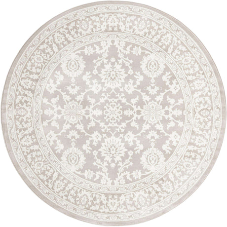 Light Gray 7' 10 x 7' 10 Charlotte Round Area Rug 100% Polypropylene With Jute Backing Traditional Classical Durable Carpet for Living Dining Office Rooms for Sale at Rug Engine