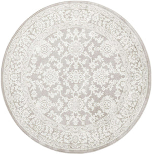 Light Gray 5' 3 x 5' 3 Charlotte Round Area Rug 100% Polypropylene With Jute Backing Traditional Classical Durable Carpet for Living Dining Office Rooms for Sale at Rug Engine