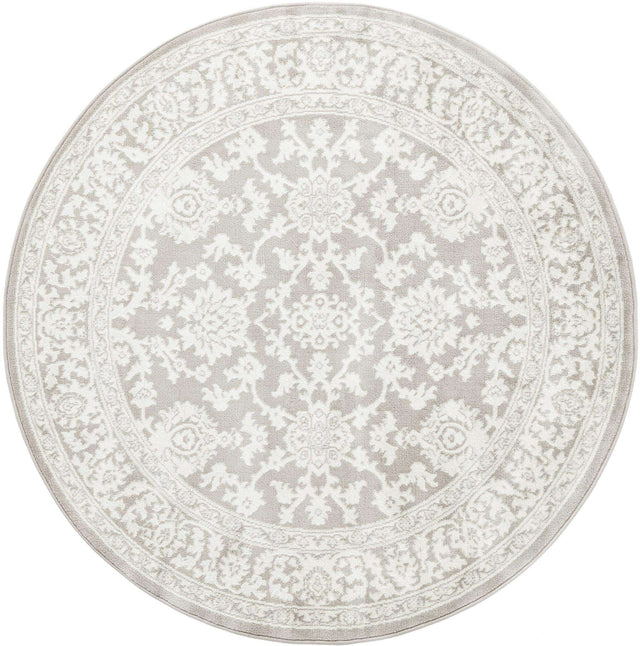 Light Gray 5' 3 x 5' 3 Charlotte Round Area Rug 100% Polypropylene With Jute Backing Traditional Classical Durable Carpet for Living Dining Office Rooms for Sale at Rug Engine