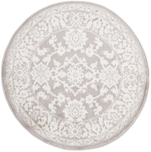 Light Gray 3' 1 x 3' 1 Charlotte Round Area Rug 100% Polypropylene With Jute Backing Traditional Classical Durable Carpet for Living Dining Office Rooms for Sale at Rug Engine