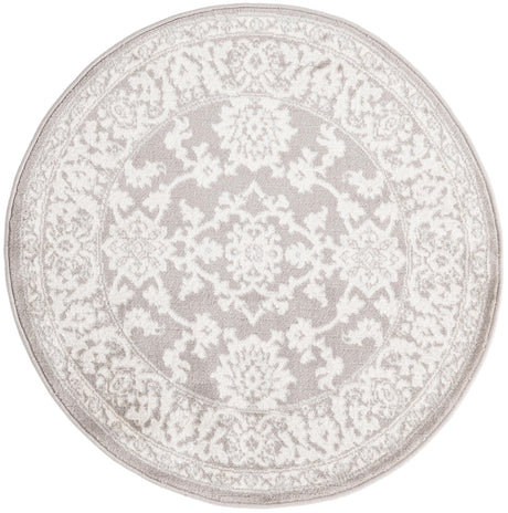 Light Gray 3' 1 x 3' 1 Charlotte Round Area Rug 100% Polypropylene With Jute Backing Traditional Classical Durable Carpet for Living Dining Office Rooms for Sale at Rug Engine