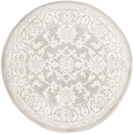 Light Gray 3' 1 x 3' 1 Charlotte Round Area Rug 100% Polypropylene With Jute Backing Traditional Classical Durable Carpet for Living Dining Office Rooms for Sale at Rug Engine