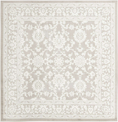 Light Gray 7' 10 x 7' 10 Charlotte Square Area Rug 100% Polypropylene With Jute Backing Traditional Classical Durable Carpet for Living Dining Office Rooms for Sale at Rug Engine