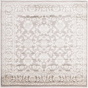 Light Gray 5' 3 x 5' 3 Charlotte Square Area Rug 100% Polypropylene With Jute Backing Traditional Classical Durable Carpet for Living Dining Office Rooms for Sale at Rug Engine