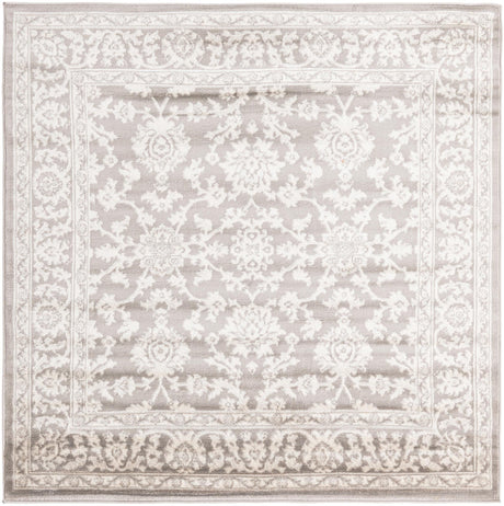 Light Gray 5' 3 x 5' 3 Charlotte Square Area Rug 100% Polypropylene With Jute Backing Traditional Classical Durable Carpet for Living Dining Office Rooms for Sale at Rug Engine