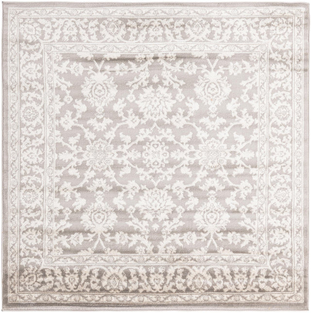 Light Gray 5' 3 x 5' 3 Charlotte Square Area Rug 100% Polypropylene With Jute Backing Traditional Classical Durable Carpet for Living Dining Office Rooms for Sale at Rug Engine
