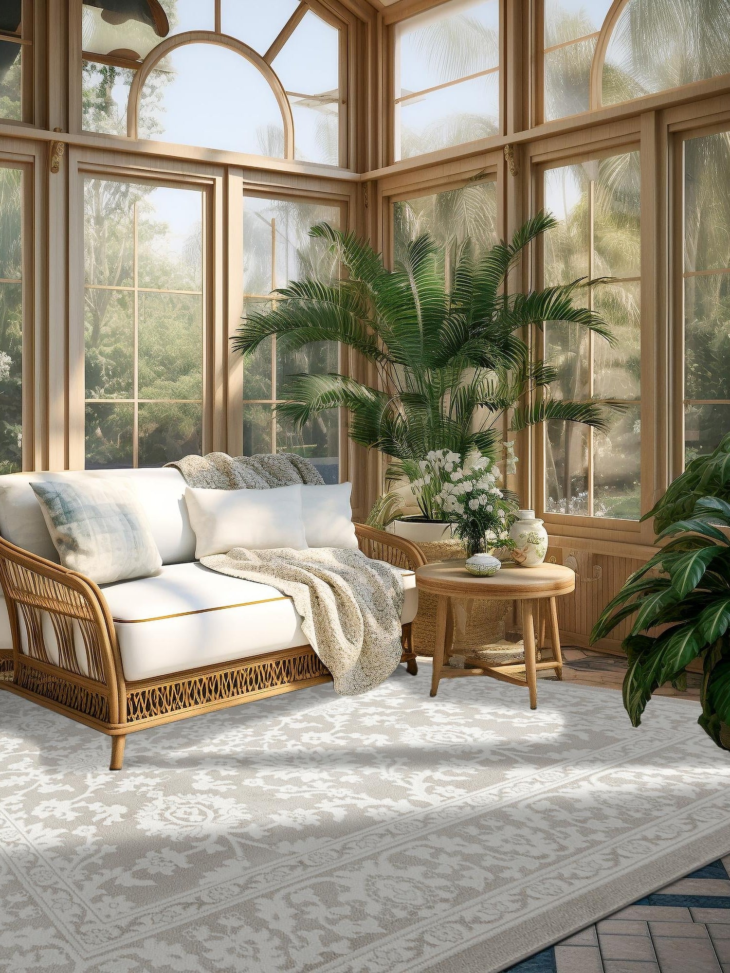 Light Gray 5' 3 x 5' 3 Charlotte Square Area Rug 100% Polypropylene With Jute Backing Traditional Classical Durable Carpet for Living Dining Office Rooms for Sale at Rug Engine