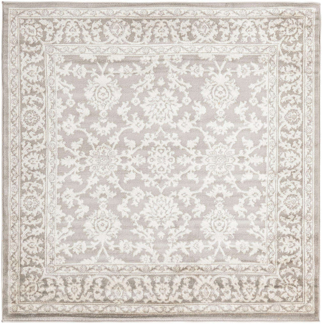 Light Gray 5' 3 x 5' 3 Charlotte Square Area Rug 100% Polypropylene With Jute Backing Traditional Classical Durable Carpet for Living Dining Office Rooms for Sale at Rug Engine