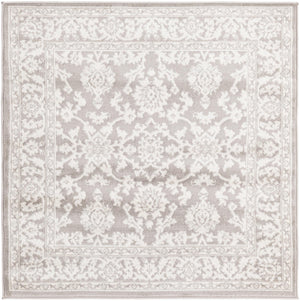Light Gray 4' 1 x 4' 1 Charlotte Square Area Rug 100% Polypropylene With Jute Backing Traditional Classical Durable Carpet for Living Dining Office Rooms for Sale at Rug Engine