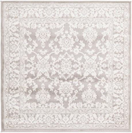 Light Gray 4' 1 x 4' 1 Charlotte Square Area Rug 100% Polypropylene With Jute Backing Traditional Classical Durable Carpet for Living Dining Office Rooms for Sale at Rug Engine