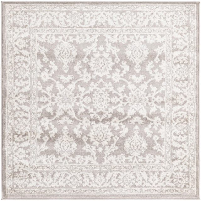Light Gray 4' 1 x 4' 1 Charlotte Square Area Rug 100% Polypropylene With Jute Backing Traditional Classical Durable Carpet for Living Dining Office Rooms for Sale at Rug Engine